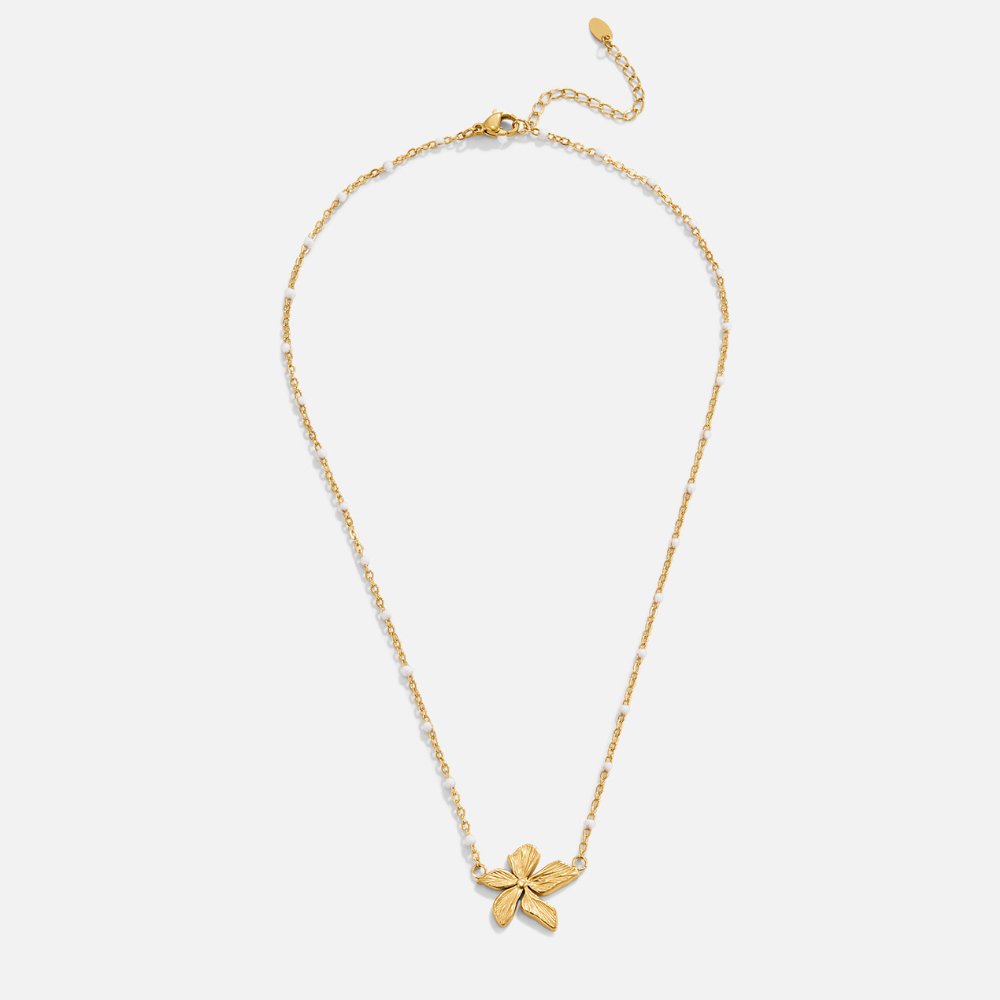 Goldene Blumen- und Perlenkette