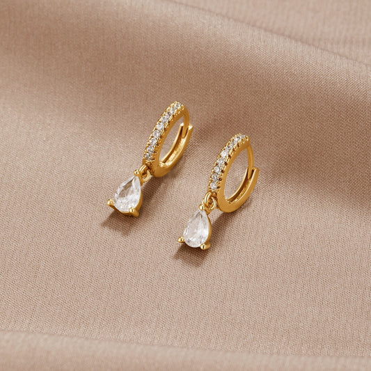 Kristall-Tropfen-Ohrringe in Gold