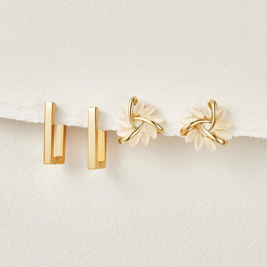 Elegantes Set aus Blüten- & Geometrischen Creolen